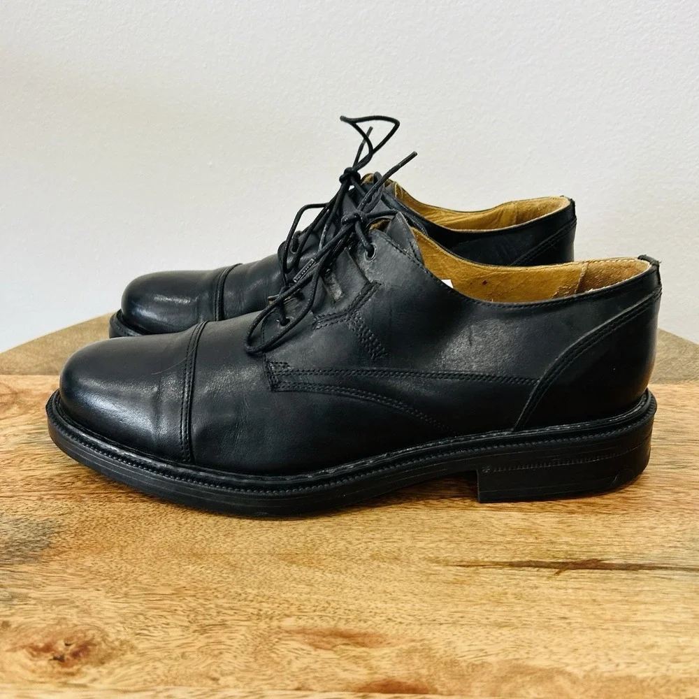 Bacco Bucci Mens Black Leather Oxford Dress Shoes Men's Size 9 Made in Italy